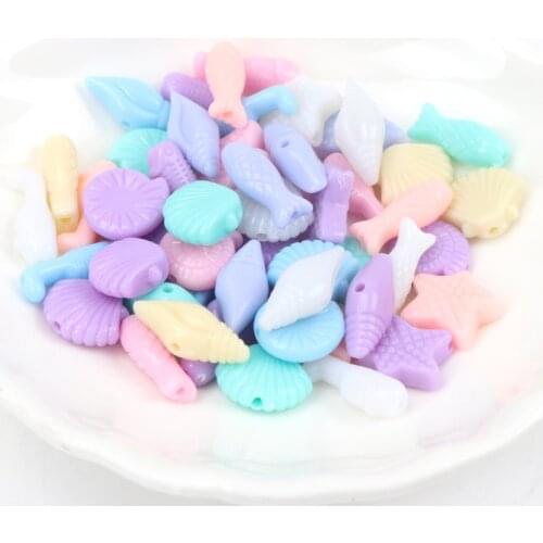 New Hot Sale Spring Color Wholesale 10-16mm 50pcs Mixed Ocean Series Acrylic Spacer Beads Fit jewelry DIY YKL0123