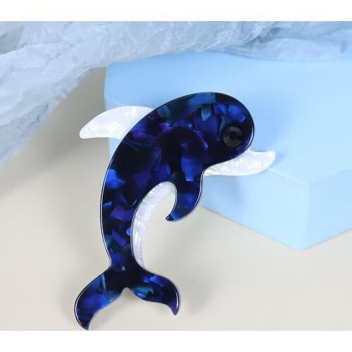 New Arrival Handmade Acrylic Sharks Brooch Pin Badges Dolphins Fish Animal Pins And Brooches For Women Kids Clothes Accessory