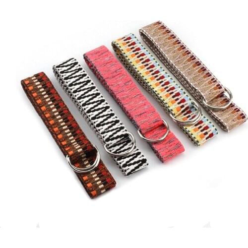 New Women Nylon Canvas Belt D-Ring Metal Buckle Waistband Fashion Ladies Black Jeans Pattern Long Waist Belts cinturon mujer