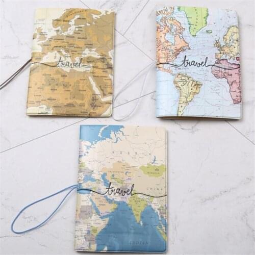 Creative World Map Passport Cover Wallet Bag Letter Men Women Pu Leather Id Address Holder Portable Boarding Travel Accessories