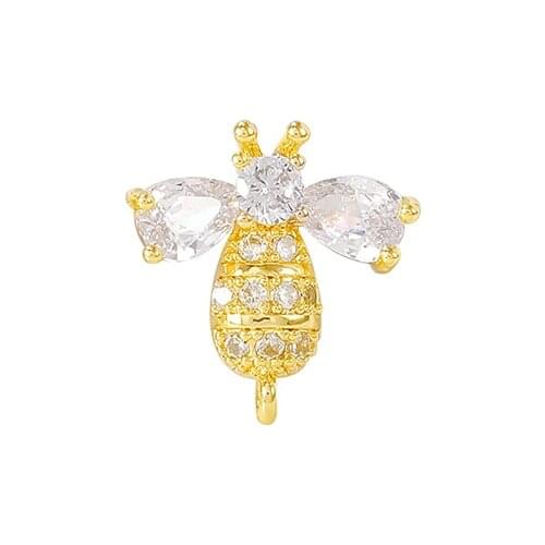 Factory wholesale Gold Color Brass and Zircon Bees Charms Pendants Necklace and Bracelet Earring Diy Jewelry Accessories