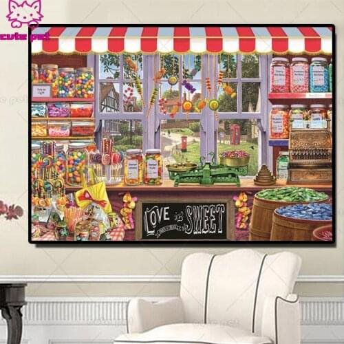 Full Square/Round Drill 5D DIY Diamond Snack shop 3D Embroidery Snack candy Cross Stitch diamond Mosaic Rhinestone home Decor