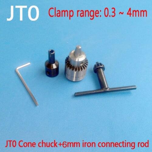 Precision 0.3-4mm Mini Drill Chuck Mount JT0 Taper Accessories with 6mm Connector Rod Motor Shaft Key Wrench Power Tools