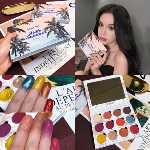 Professional Makeup 12 Colors Glitter Diamond Eyeshadow Palette Shimmer Matte EyeShadow Pallete Warm Pigment Palette Cosmetic