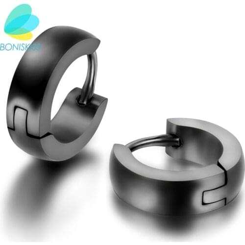 Fashion Women Mens Stainless Steel 12mm Small Hoop huggie Earrings Polished Gold/Black/Silver Color Selection 4mm Width