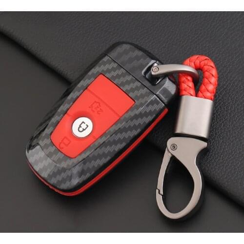 Carbon Fiber Silicone Key Remote Key Fob Case Cover Keychain for Ford Fiesta Focus 3 4 MK3 MK4 Mondeo Ecosport Kuga Focus ST