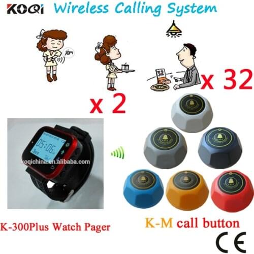 Table Buzzer Bell System For Restaurant Dinner Call Waiter Service Improve Restaurant Service Level CE(2 watch+32 call button)