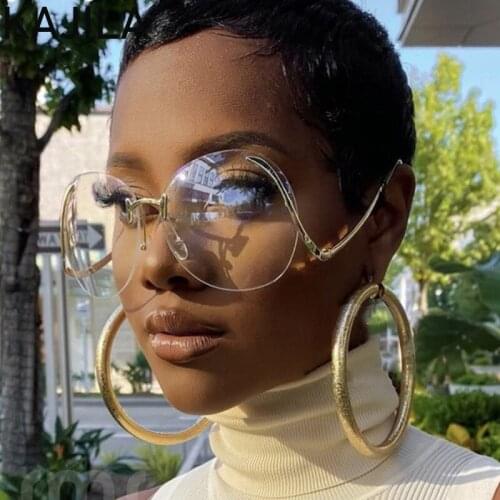 Rimless Square Sunglasses Women 2021 Luxury Brand Oversized Sun Glassed For Men Retro Trendy Sunglass Okulary Przeciwsłoneczne