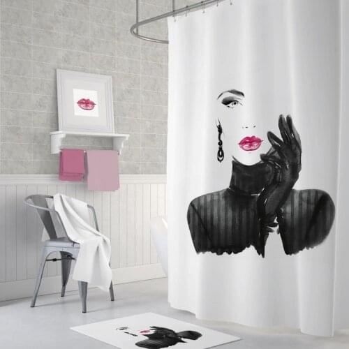 Zethome Pretty Shower Curtain 180 x 200 cm Digital Print Modern Design Polyester Fabric Waterproof Washable Mould (71" x 78")