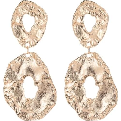 Geometric Asymmetric Exaggerated Golden White Rose Gold Alloy Dangle Earrings Drop Earrings For Women