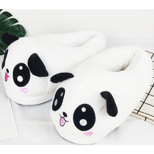 Creative Panda Cartoon Shoes Plus Size 35-43 Women White Anime Home Slippers Soft Fluffy Panda Slides Indoor Woman Slippers