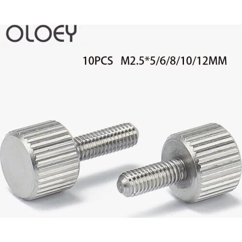 Good 10pcs M2.5*5/6/8/10/12 Stainless Steel Small Head Knurling Flat Head Knurled Thumb Screw Hand Tighten Computer Screws