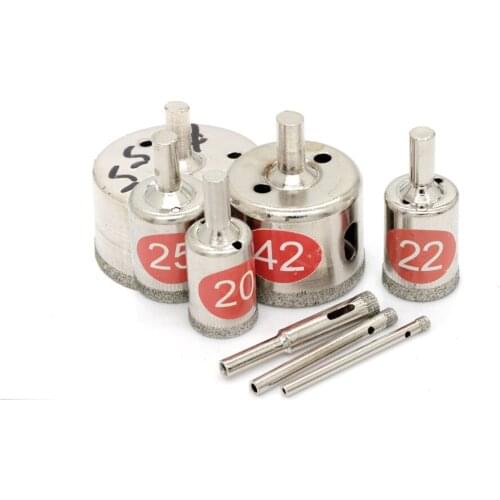 2Pcs 4-55mm Diamond Coated Core Hole Saw Drill Bit Set Tools for Tiles Marble Glass Ceramic