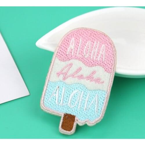 2pcs Iron On Cartoon Ice Cream Patches for Girl Clothes Repair Sewing Fabric Cake Appliques Diy Handmade Patches Coat Badge