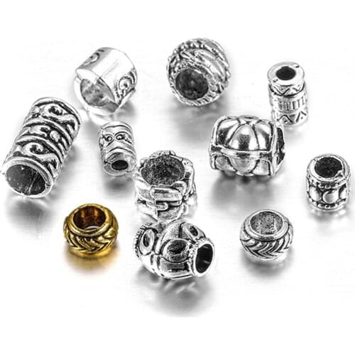 20pcs/lot Metal Big Hole Tibetan Antique Spacer Loose Beads For DIY Jewelry Making Finding Necklace Bracelet Accessories