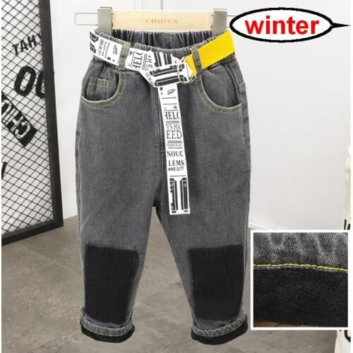 2019 Kids Jeans winter Style Fashion Denim Pants CottonTrousers for Baby Boys Thicken Winter Warm Cashmere Jeans Children Pants