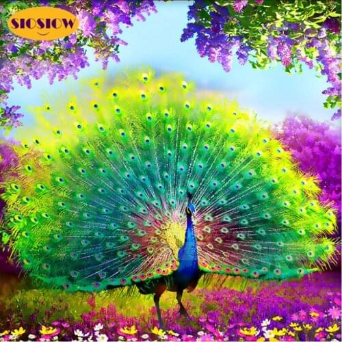 5d Diamond Painting Peacock Cross Stitch Full Square Drill Resin 3D Diamond Embroidery Peacock Picture Art Craft Diy Decor Home