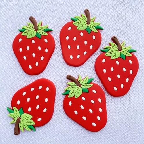 6pcs cute PVC Big strawberry flexible glue Flat back DIY Scrapbook Embellishment Phone Craft Decoration D83A