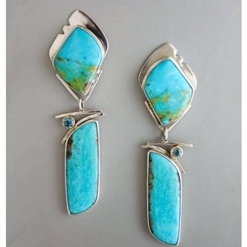 Kallaite Pattern Accessories For Woman Night Party Ear Stuff Green Stone Setting Trendy Earring Silver Color Pin Birthday Gifts