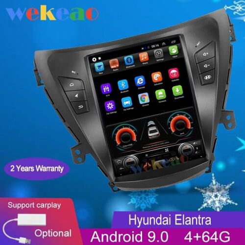 Wekeao Vertical Screen Tesla Style 10.4'' 1 Din Android 9.0 Car Radio GPS Navigation For Hyundai Elantra Car Dvd Player 4G 2012