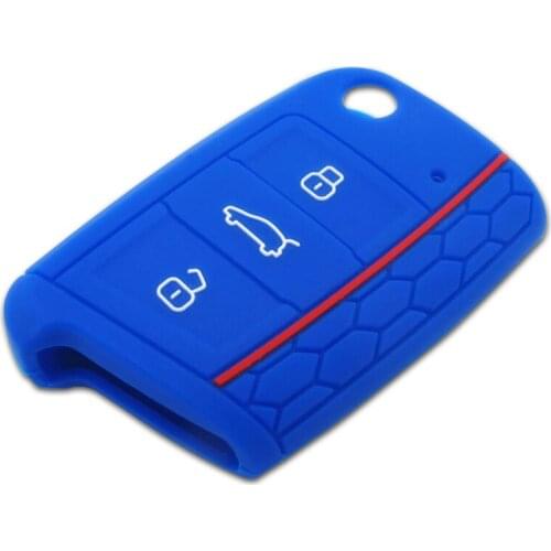 Car Remote Key Holder Case Cover Protector Skin For Volkswagen Golf GTI 3 Buttons Floding Key