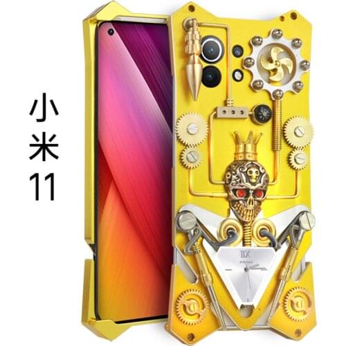 Luxury Armor Metal Aluminum Phone Cover For Xiaomi Mi 11 Case Mechanical Gear Purely Handmade shell for Xiaomi Mi11 11 Cases