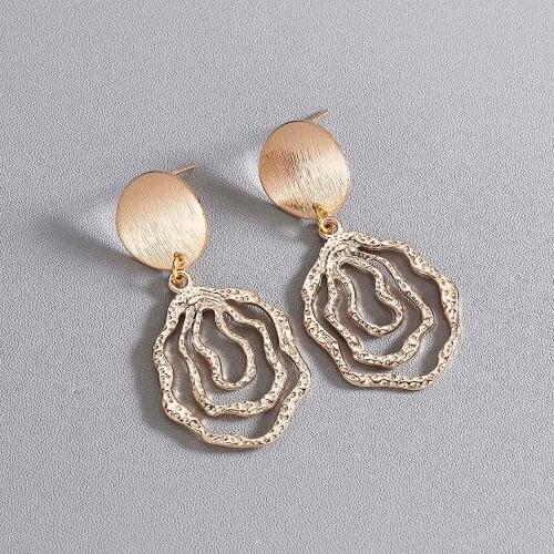 CHENGXUN Fashion Dull Polish Exaggerated Stud Earrings Women Jewelry Round Big Piercing Charm Party Accessory for Her