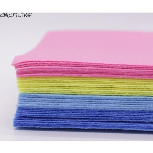 CMCYILING 1mm Thickness Polyester Cloth Felt Crafts Felt Fabrics For Needlework Diy Handmade Sewing Home Decor Material 20 Sheet