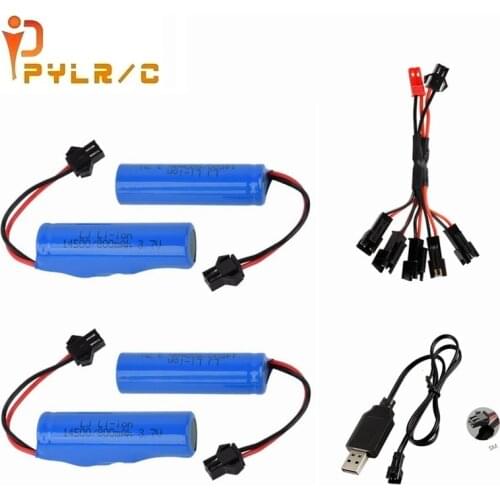 For JJRC C2 D828 RC Car Parts 14500 SM-2P 3.7v 800mah Lipo Battery charger set For RC Stunt Dump Car Battery Toys Accessories