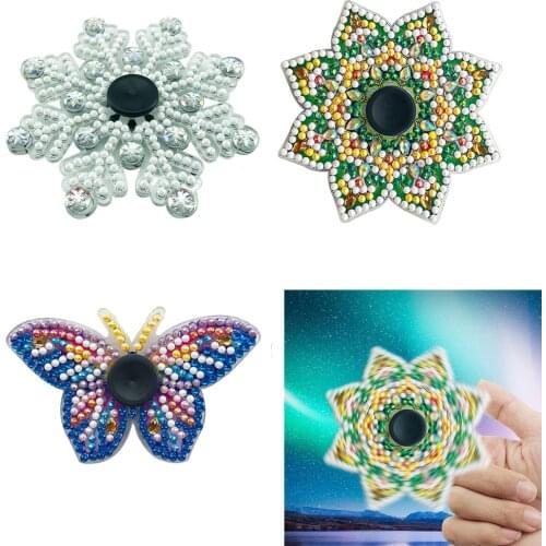 Fingertip Gyro DIY Rhinestone Diamond Painting Mosaic Hand Spinner fidget Relief Stress Kids Toy Rotating Fingertip Spinning Gyr