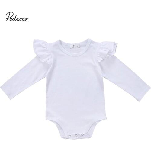 Newborn Baby Girls Cotton Bodysuit Jumpsuit Outfit Clothing Autumn Girl Clothes Solid Black White Cotton Bodysuits 0-18M