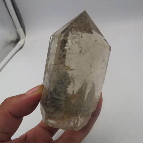Beautiful 170g Natural Grey Phantom Handmade Crystal Wand Point Reiki Healing Crystal Decorative Mineral Specimen Stone for Sale