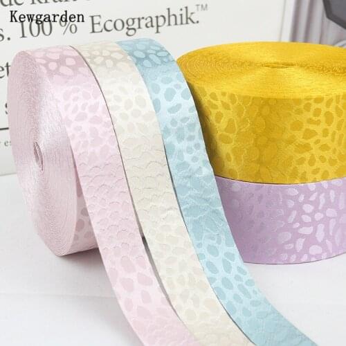 Kewgarden DIY Hairbow Accessories Leopard Bright light Fabric Layering Cloth Ribbon 2" 1" 10mm 25mm 50mm Handmade Tape 10 Meters
