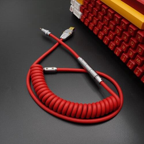 MelGeek Handmade Mechanical Keyboad TPU USB Cable With Coil Aviator Customized Keyboard Cable Type C Red