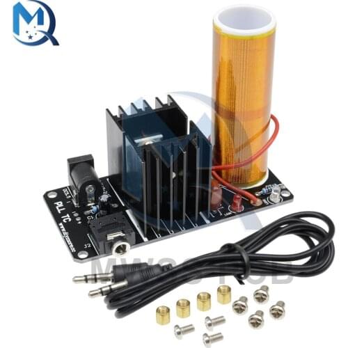 DC 15V 24V Assembled Mini Tesla Coil Plasma Speaker Music Arc Generator Resonant Wireless Transmission With Cable 15W Stereo