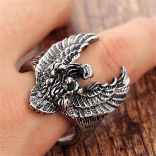 MENS AMERICAN BIKER EAGLE 316L STAINLESS STEEL RING