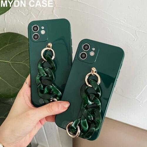 Soft TPU Silicon Cases for Iphone 11 Pro Max 7 8 Plus 12 Pro Max Mini Xr Xs Max X SE 2020 Phone Cover with Amber Bracelet Chain