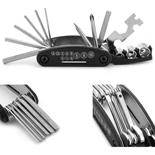 16 In 1 Bicycle Repair Tools Kit Bike Multifunctional Spoke Wrench Stand Tool Hex Spoke Cycling For Outdoor Climbing Tool