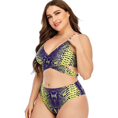 2021 New European and American Bikini Split Large Size Womens Fat Swimsuit Women Two-Piece Suit Plus Size Swimwear