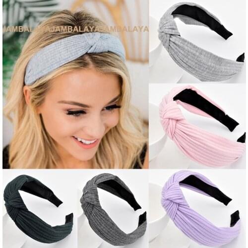 Women Top Knot Headband Hair Bands Headdress Solid Color Cloth Bezel Girls Hairband Hair Hoop Girls Headwear Hair Accessorie