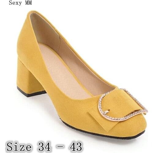 Square High Heel Shoes Women Pumps Stiletto Woman Office Career Shoes High Heels Plus Size 34 - 40 41 42 43