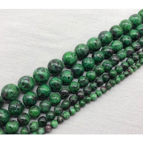 Wholesale Natural Stone Green Epidote Zoisite Round Loose Spacer Beads for Jewelry Making Accessorie 4-12mm DIY Bracelet Charms