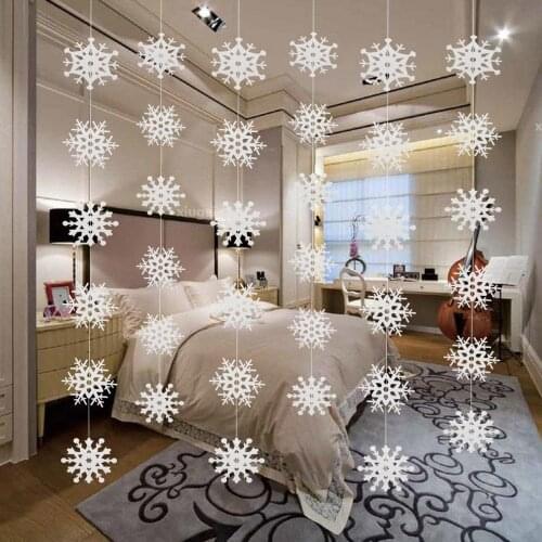 White Christmas Decoration Snowflake Pendant for Home Christmas Tree Winter Festival Party New Year Navidad Artificial Snow