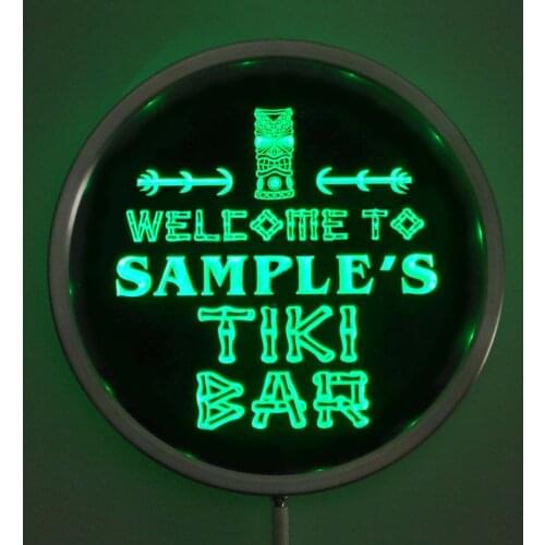 Rs-pm-tm Custom LED Neon Light Round Signss 25cm/ 10 Inch - Personalized TIKI BAR Signs RGB Multi-Color Remote Wireless Control