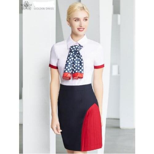 Russian Flight attendant Uniform Summer Shirt + skirt Summer