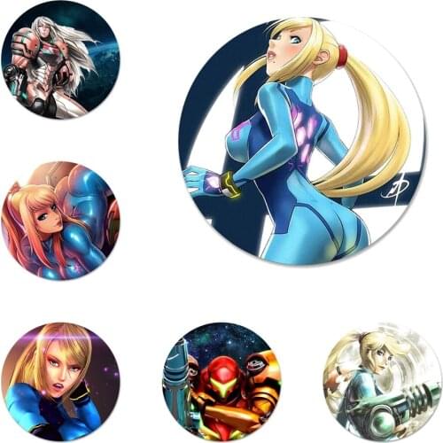 Samus Aran Metroid Icons Pins Badge Decoration Brooches Metal Badges For Backpack Decoration 58mm