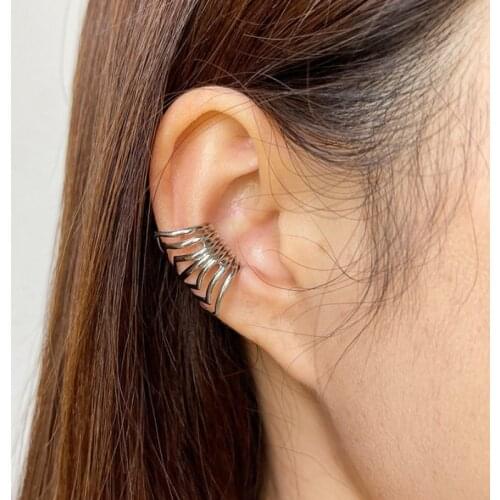 U-Magical Unique Design Gold Silver Color Multilayer Metal Clip Earrings for Women Punk Hollow Out Earrings Jewelry Pendientes