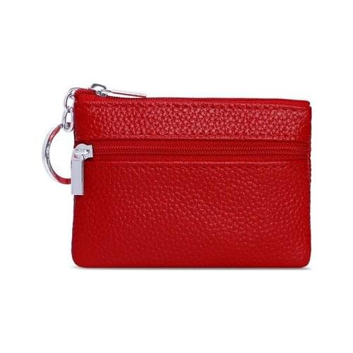 Genuine Leather Convenient Small Coin Purse Bus Card Package Zipper pocket Key Wallet Custom name logo