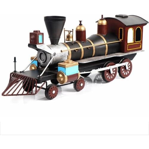 Vintage Retro Steam Locomotive Model Tin Locomotive Practical Gift Tin Toy As Hand-Made Decorations - Blue/Black