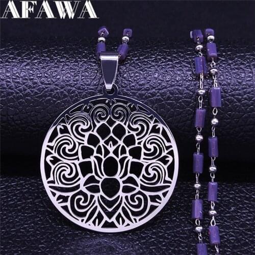 Yoga Lotus Stainless Steel Chain Necklaces Silver Color Necklaces & Pendants for Women Jewelry Gift gargantilla N1016S01